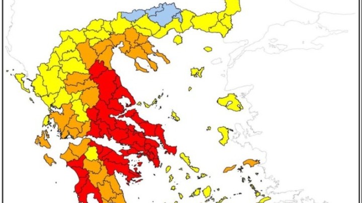 Ακραίος κίνδυνος πυρκαγιάς 5 σε σειρά περιοχών της χώρας αύριο